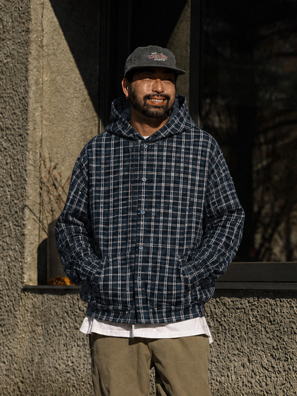 (M-2XL)<BR>라마조디 hooded checkered shirt 611