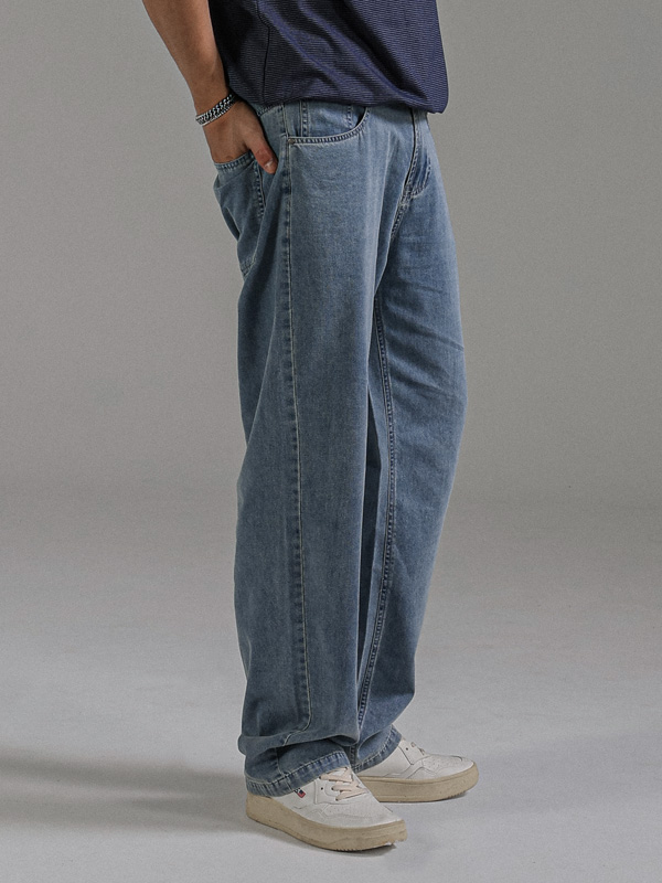 (L-6XL)<BR>허크널 standard fit Back banding denim pants
