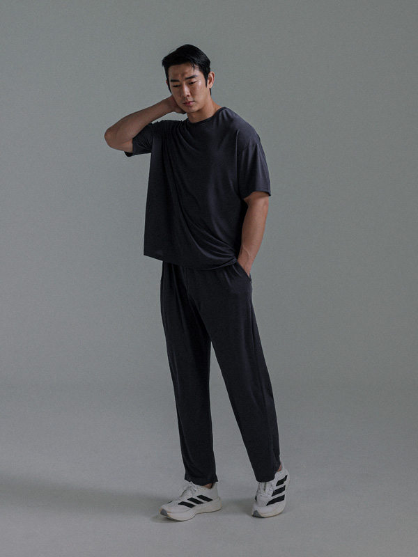 [SET](L-5XL)<BR>퓨즈 Short T shirts + 레버튼 banding pants <br><font color="#098a09"><B> *Select length 하(Basic,Long+10cm)</B></font>