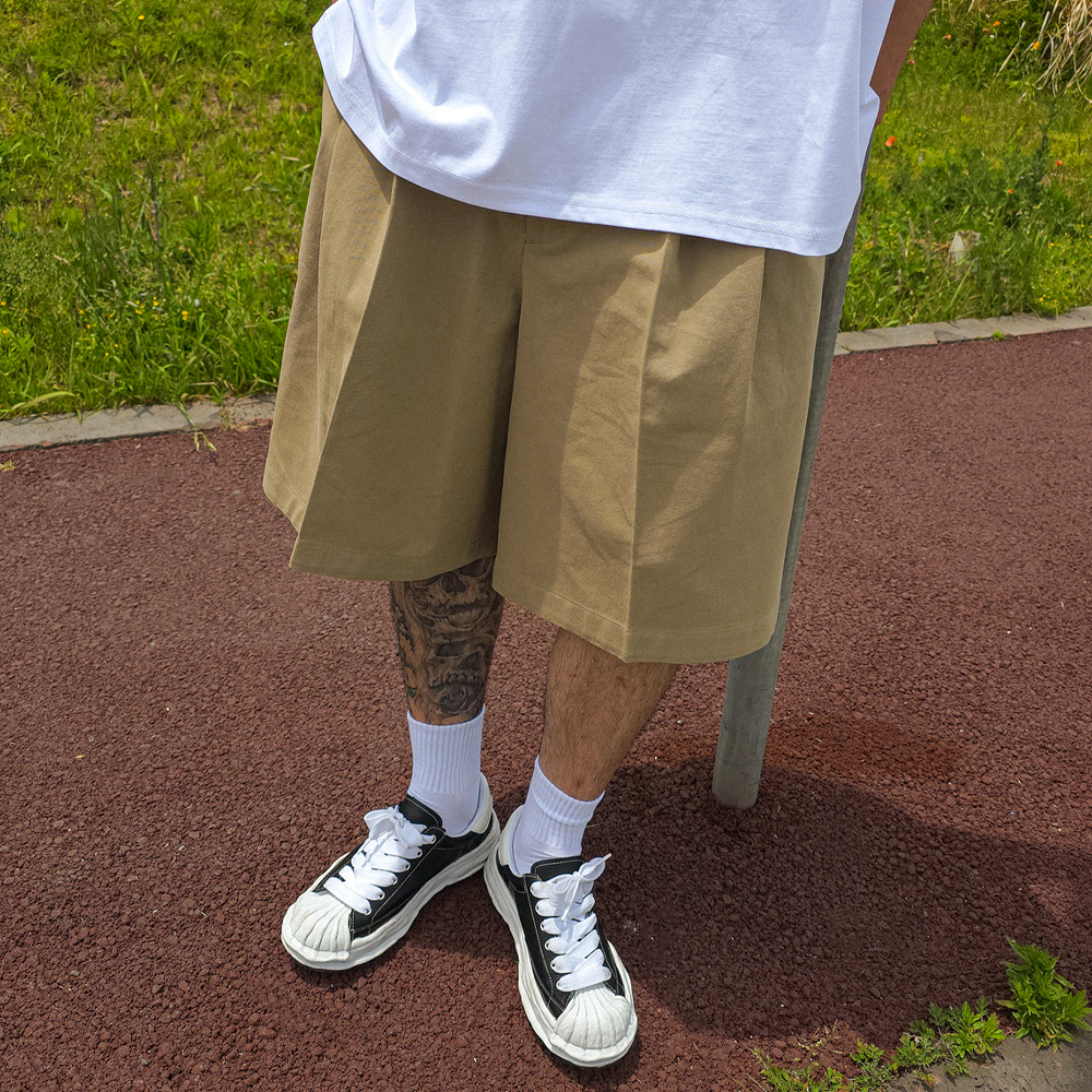 (XL-6XL)<BR>알칸타르 핀턱 Bermuda Shorts