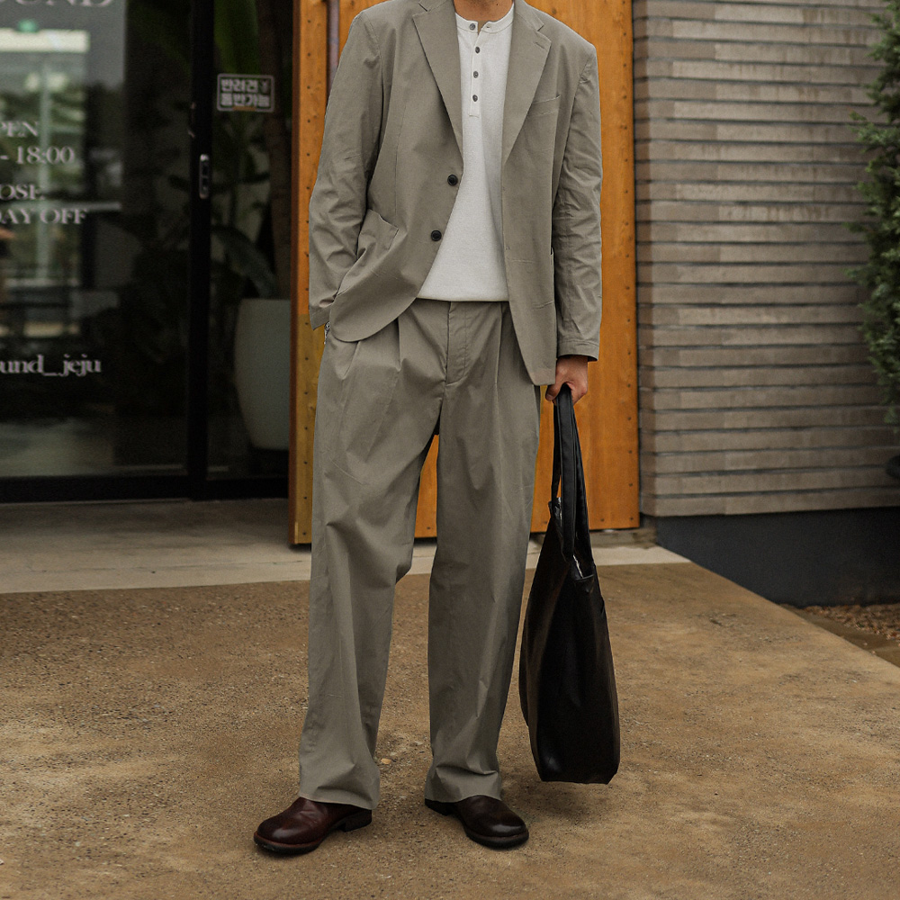 [SET](L-5XL)<br>오르벨린 Linen 싱글자켓 S019-J+비곤 Semi-wide fit Linen 뒷밴딩팬츠 S019-P