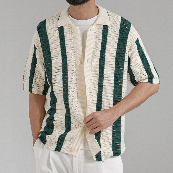 아다모프 short-sleeved knit cardigan