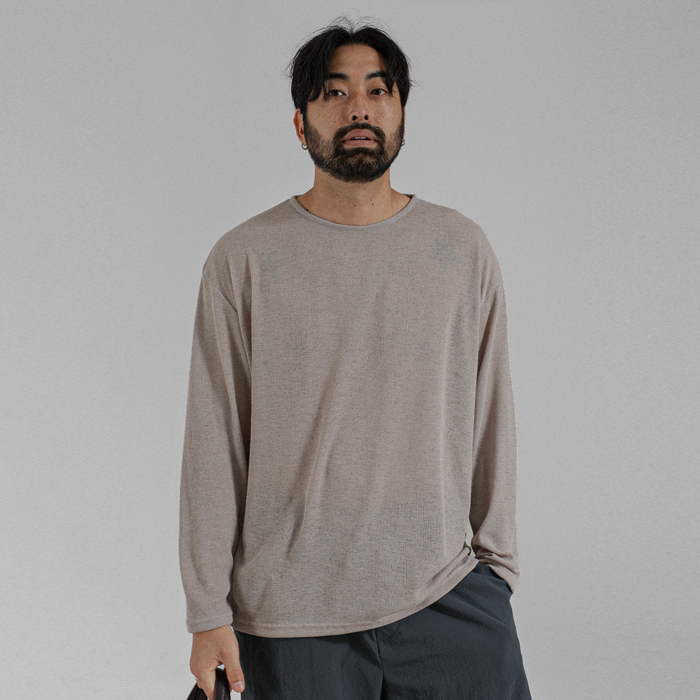 티그리트 Linen a long-sleeved t-shirt