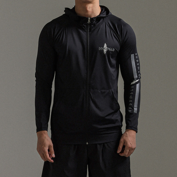 (L-5XL)<BR>canary rashguard Hoodies zip up