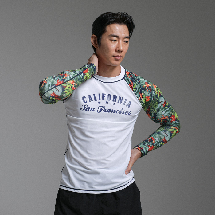 (M-4XL)<br>캘리포니아 Flower rashguard