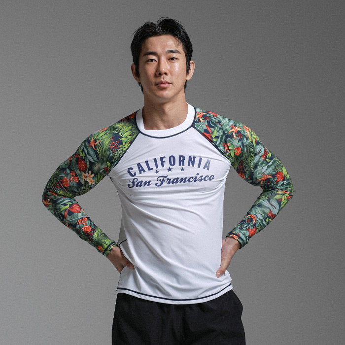 [SET](M-4XL)<BR>캘리포니아 rashguard + Flower Leggings