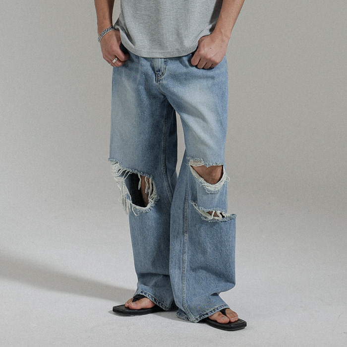 (S-5XL)<BR>알파하 Semi-wide fit denim pants