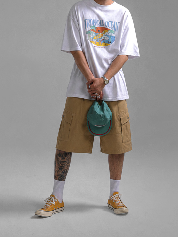 (L-5XL)<BR>야슈타 7부 cargo banding shorts