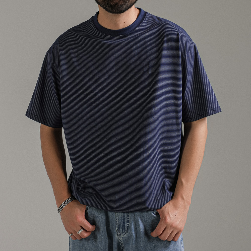(L-7XL)<BR>로샤코 Stripe 넣은척 Short T shirts