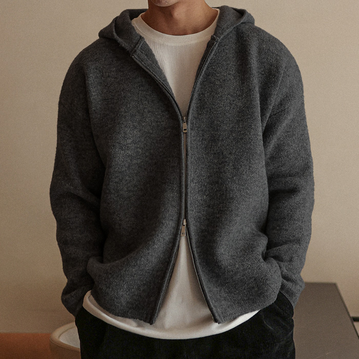 (3XL-6XL)<BR>자스오 Hooded Knitwear Zip-Up