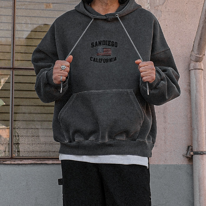 (XL-6XL)<BR>터니스버 pigment Hoodie <br><font color="#098a09"><B>Select length (Basic,Long+6cm)</B></font>