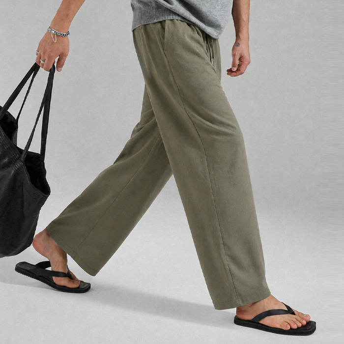 (M-5XL)<BR>듀티 Semi-wide fit linen banding pants 80