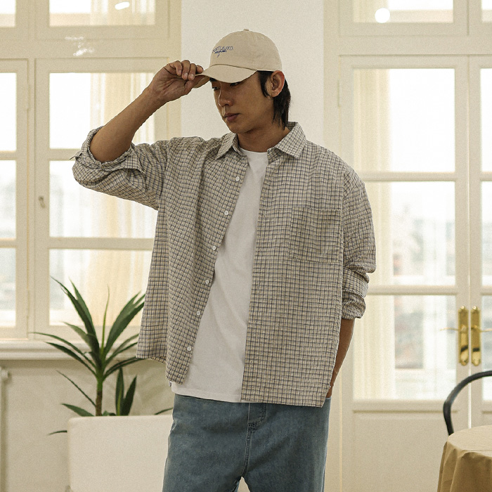 (XL-5XL)<BR>테임즈 checkered shirt