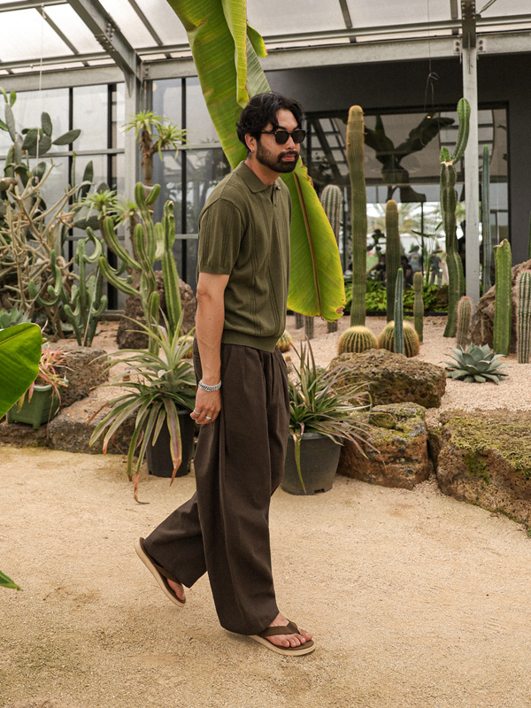 (M-5XL)<BR>트리피어 wide fit Linen 뒷밴딩팬츠