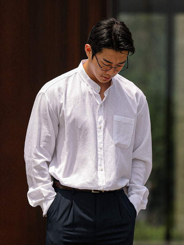 (L-7XL)<BR>제라티 차이나넥 a linen shirt