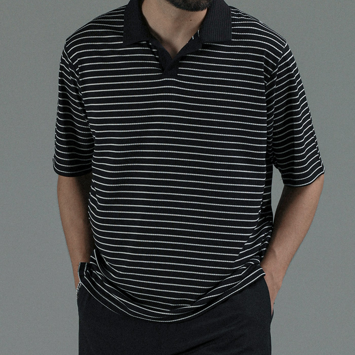 (M-4XL)<BR>피카라트 Open Collar Short T shirts