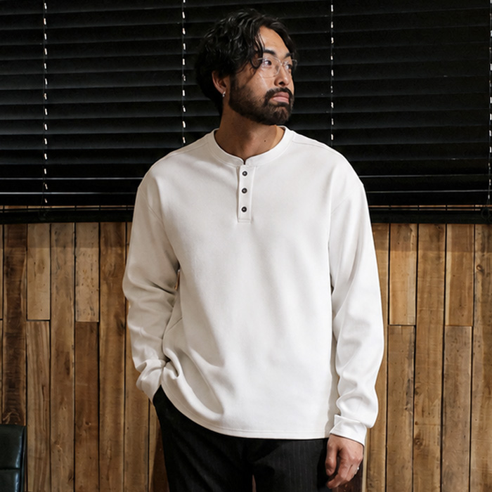 (L-5XL)<br>마리트 3단추 long-sleeved henry-necked t-shirt