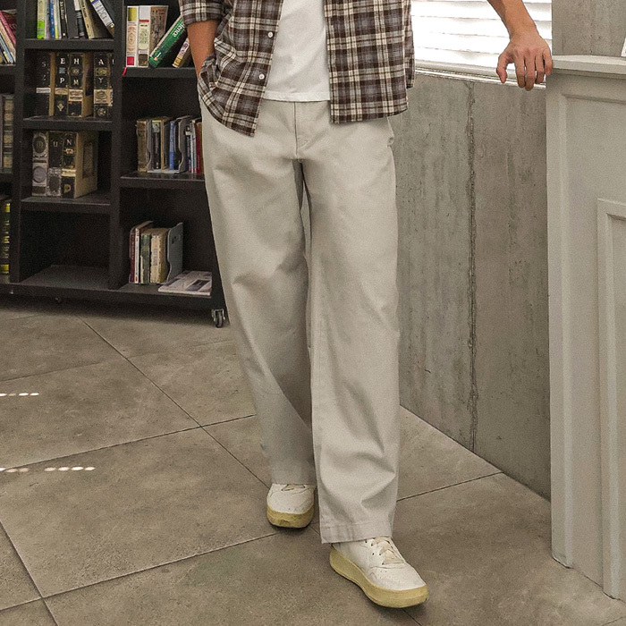 (M-5XL)<BR>헤이우드 Semi-wide fit Back banding cotton pants