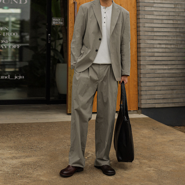 [SET](L-5XL)<br>오르벨린 Linen 싱글자켓 S019-J+비곤 Semi-wide fit Linen 뒷밴딩팬츠 S019-P