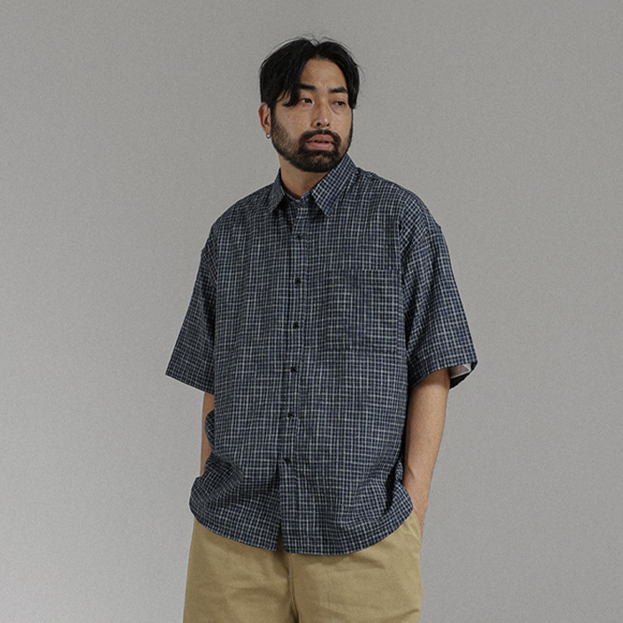 (XL-6XL)<BR>이노터 checkered short-sleeved shirt