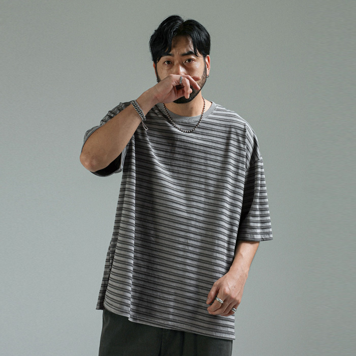프리양카 pigment stripe Short T shirts