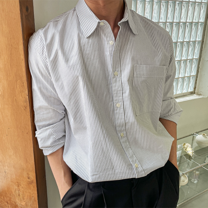 (L-5XL)<br>닐스 oxford Stripe  Shirt