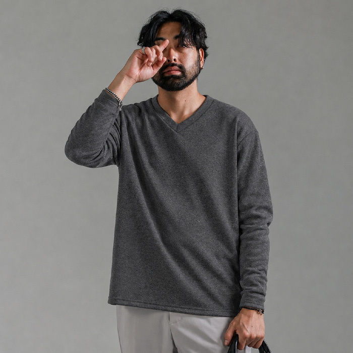 (M-5XL)<br>진심 어린 발열 V넥 a long-sleeved t-shirt <br><font color=