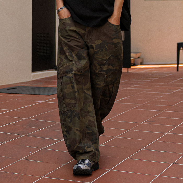 (L-5XL)<BR>마카이바 커브드 카모밴딩팬츠