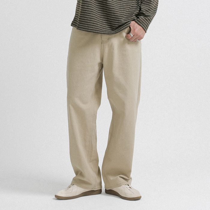 글리파 Semi-wide fit Back banding cotton pants