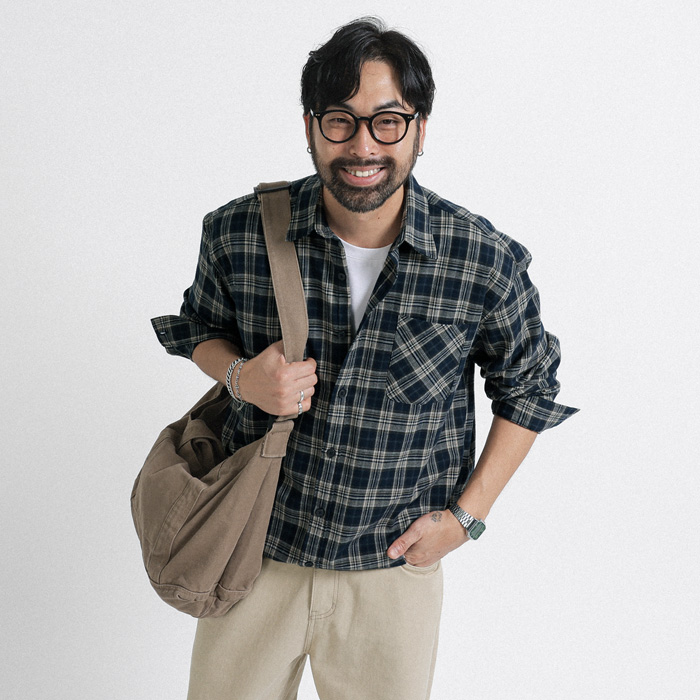 (L-6XL)<BR>몽스 넣은척 checkered shirt