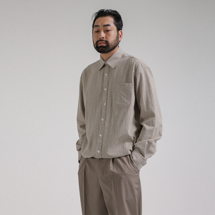 (L-6XL)<BR>타페 넣은척 Stripe Shirt