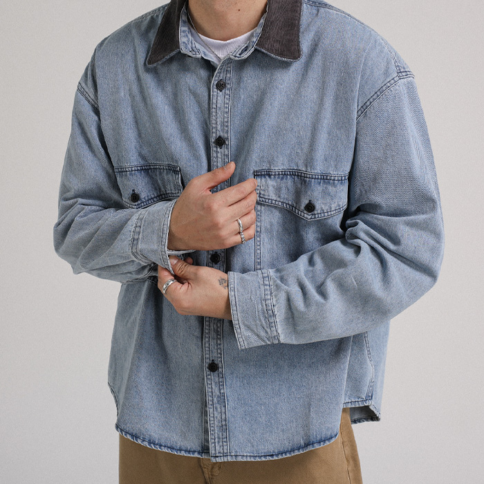 (L-3XL)<br>코벳 denim shirt
