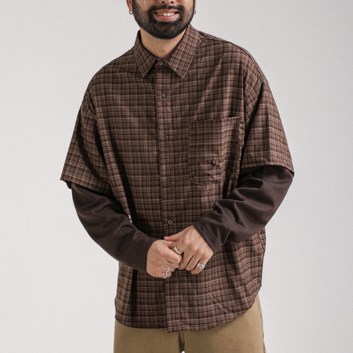 (L-7XL)<br>벤타 layered checkered shirt