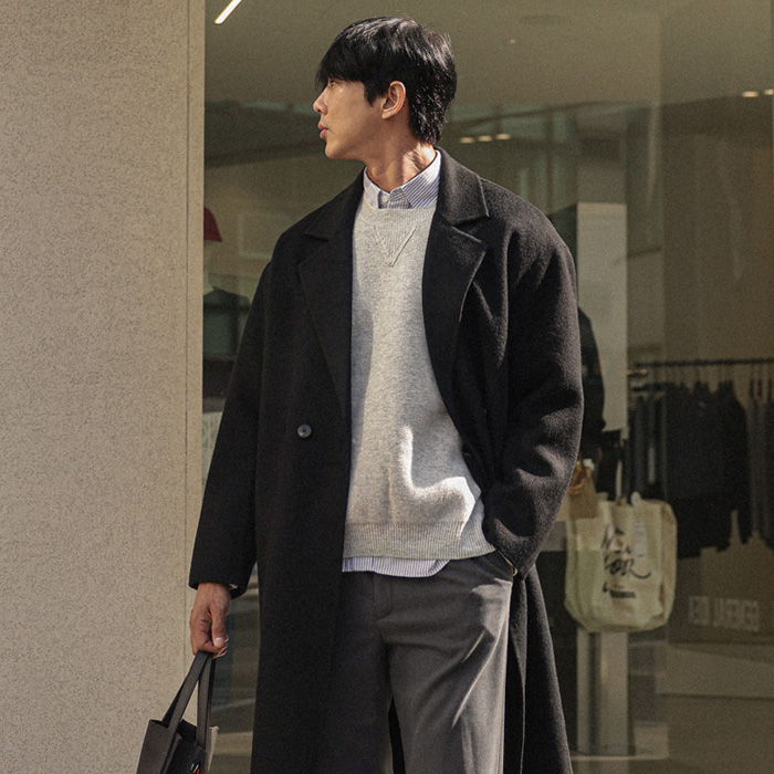 (L-6XL)<BR>유시타 Handmade 더블Wool코트(Wool100%)